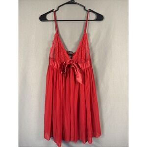 Victoria's Secret Sexy Little things Babydoll Lingerie Red Lace Sheer XL